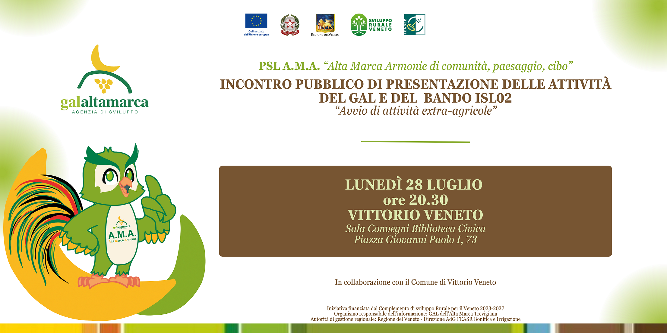 INCONTRO PUBBLICO DI PRESENTAZIONE DELLE ATTIVITÀ DEL GAL E BANDO ISL02 “Avvio attività extra agricole”