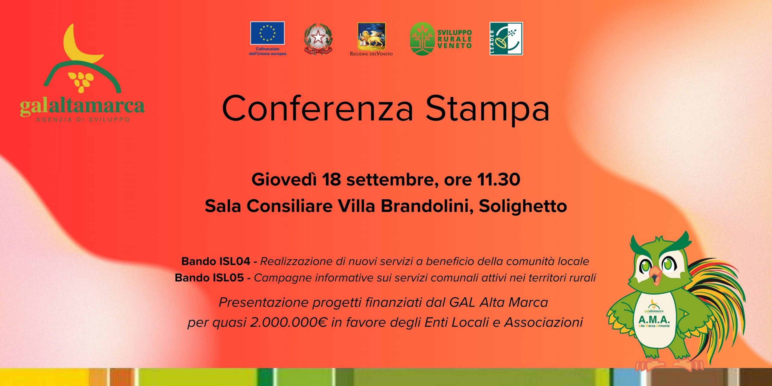 CONFERENZA STAMPA: Giovedì 18 settembre ore 11.30, Villa Brandolini Solighetto